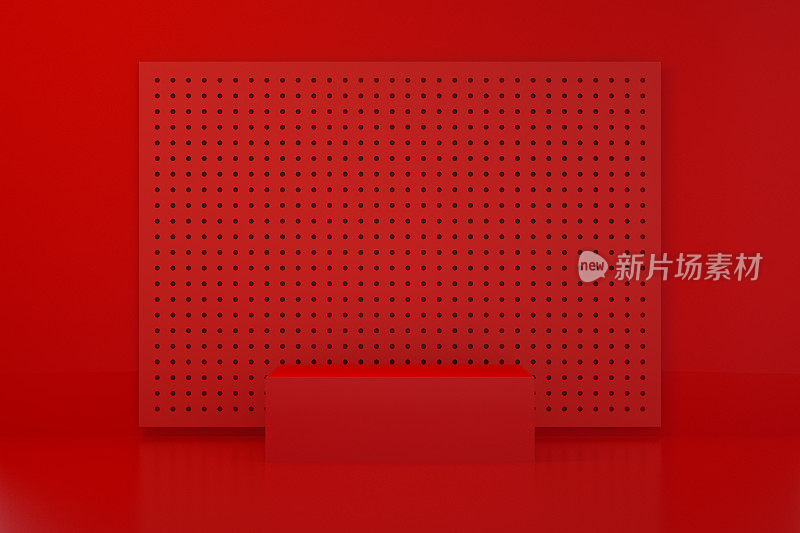 3D Empty Product Stand, Platform, Podium, Red Background